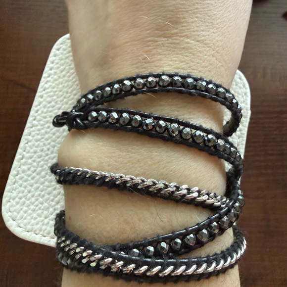 Victoria Emerson Black and Silver Beaded Wrap Bracelet - Picture 2 of 10